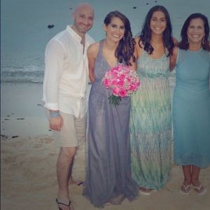 Monique Lhullier tulle bridesmaid gown in steel